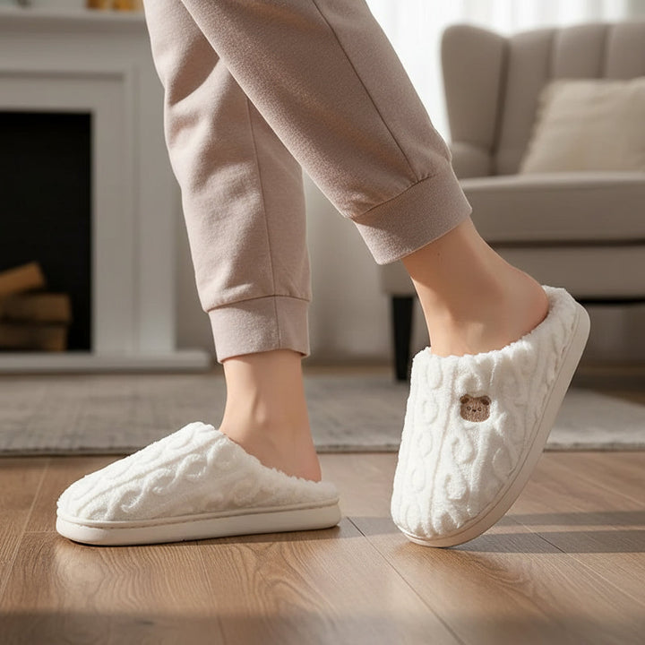 Cozy Teddy Bear Slippers for Unisex Indoor Comfort-B Unique Fashions