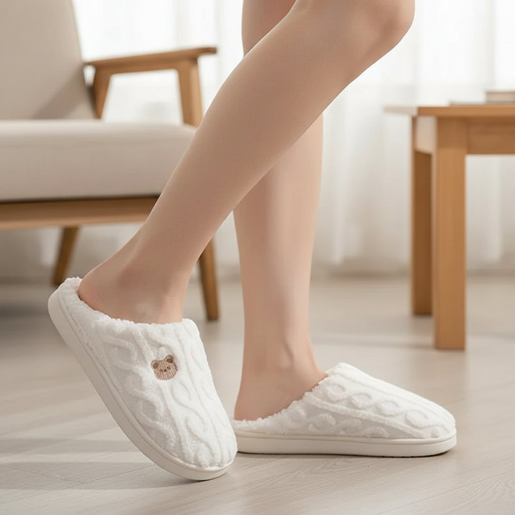 Cozy Teddy Bear Slippers for Unisex Indoor Comfort-B Unique Fashions