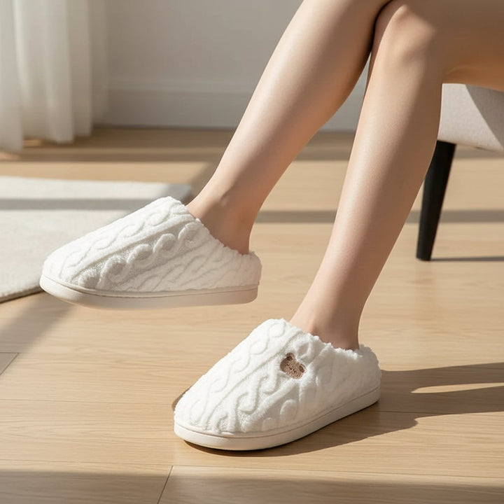 Cozy Teddy Bear Slippers for Unisex Indoor Comfort-B Unique Fashions