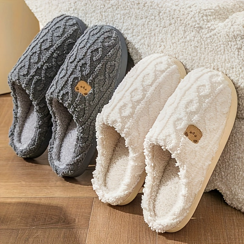 Cozy Teddy Bear Slippers for Unisex Indoor Comfort-B Unique Fashions