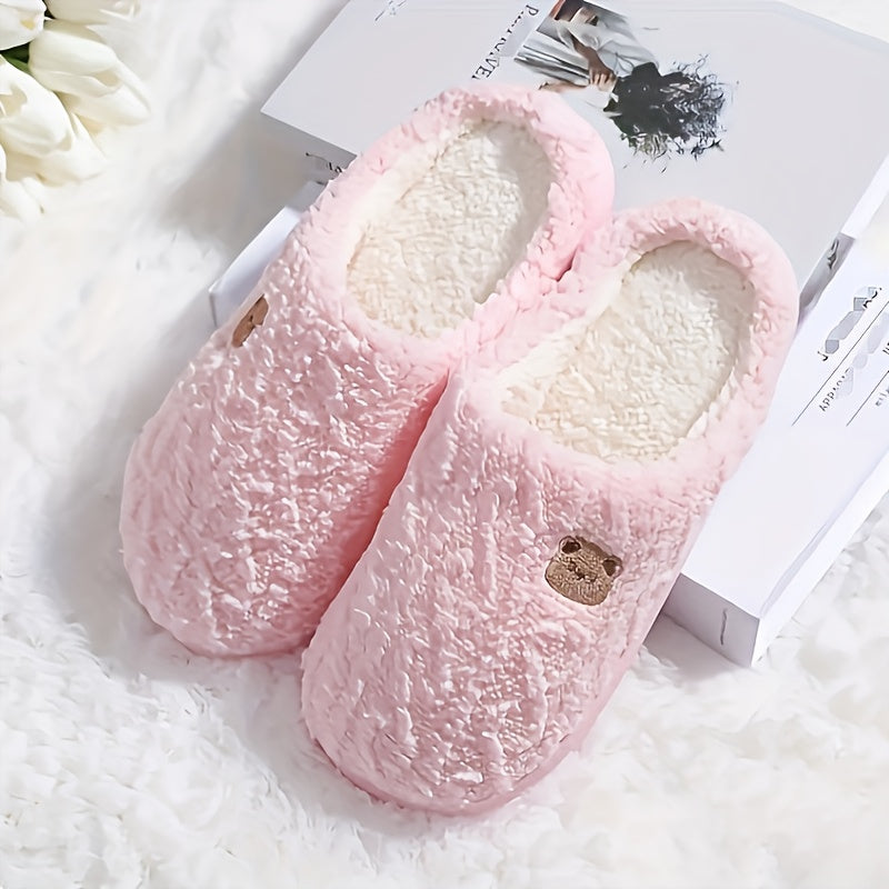 Cozy Teddy Bear Slippers for Unisex Indoor Comfort-B Unique Fashions