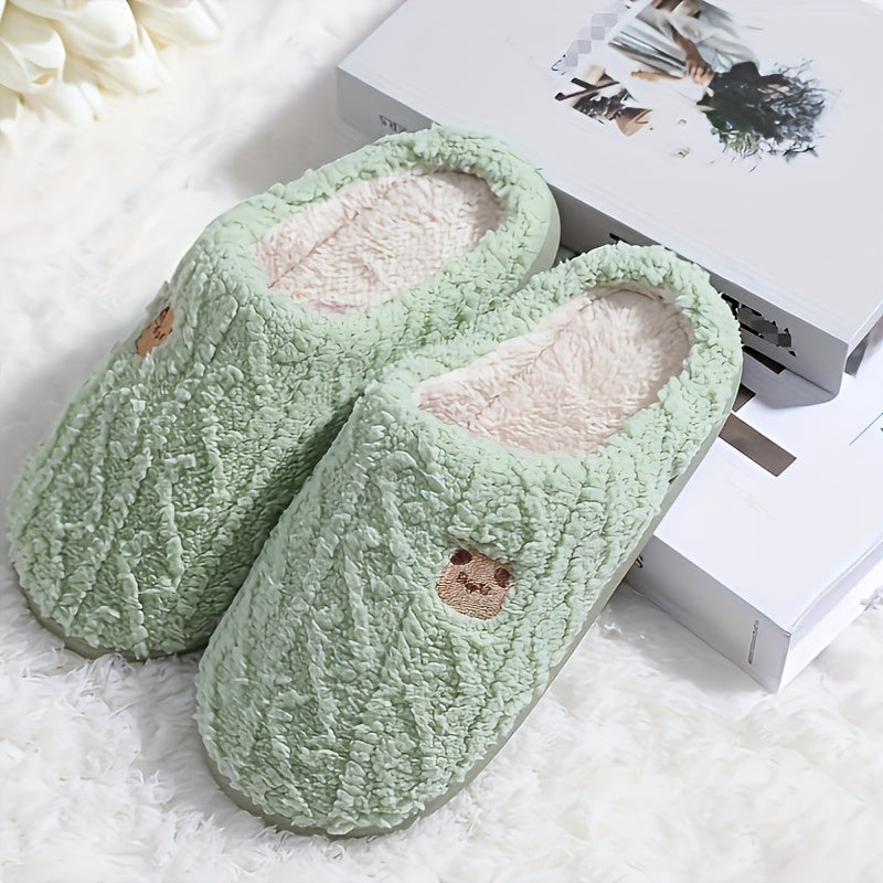 Cozy Teddy Bear Slippers for Unisex Indoor Comfort-B Unique Fashions