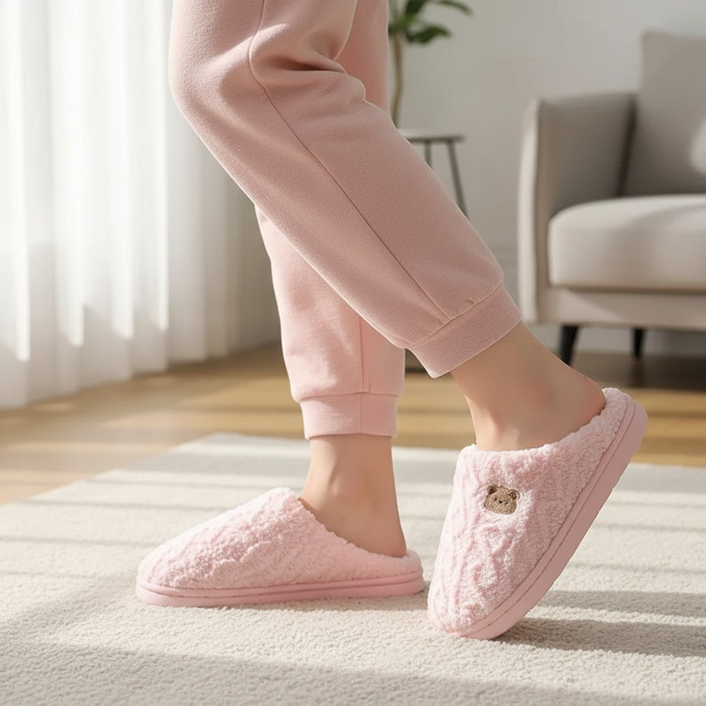 Cozy Teddy Bear Slippers for Unisex Indoor Comfort-B Unique Fashions