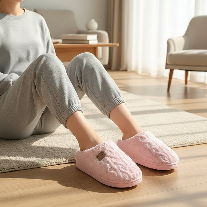 Cozy Teddy Bear Slippers for Unisex Indoor Comfort-B Unique Fashions