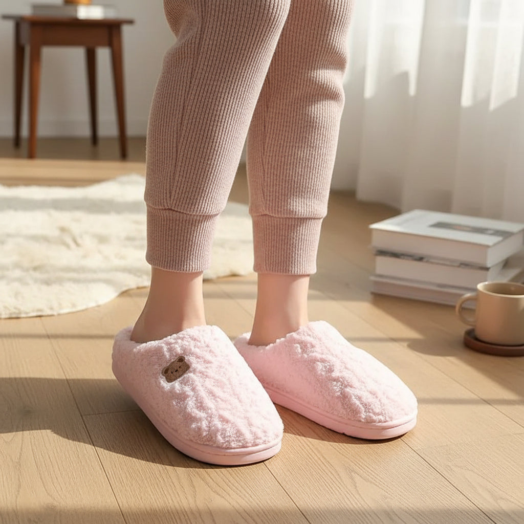 Cozy Teddy Bear Slippers for Unisex Indoor Comfort-B Unique Fashions