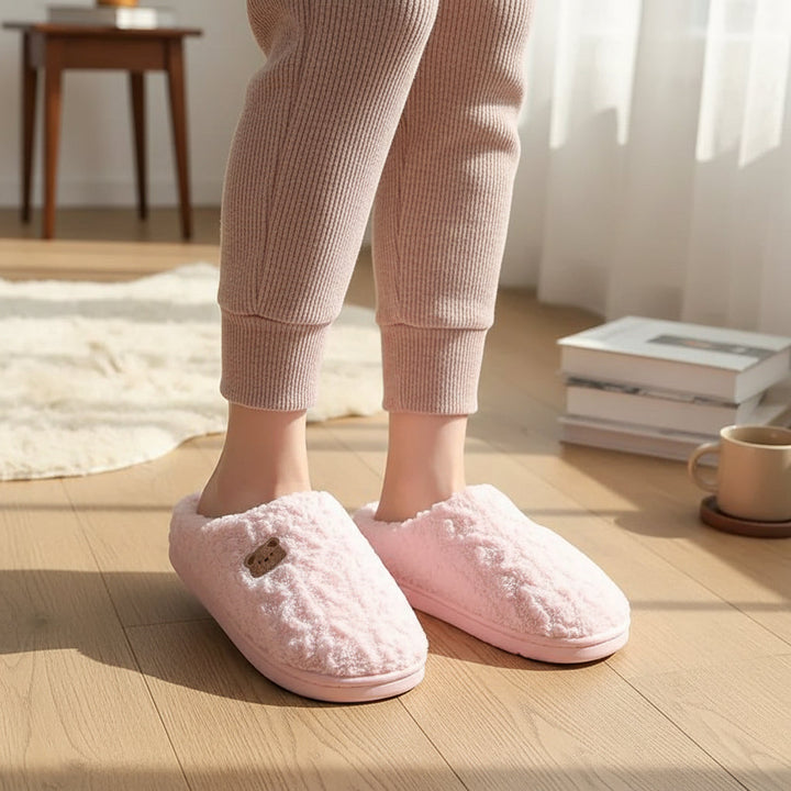 Cozy Teddy Bear Slippers for Unisex Indoor Comfort-B Unique Fashions
