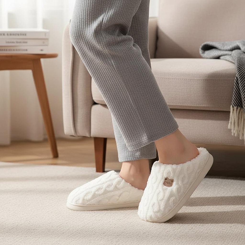 Cozy Teddy Bear Slippers for Unisex Indoor Comfort-B Unique Fashions