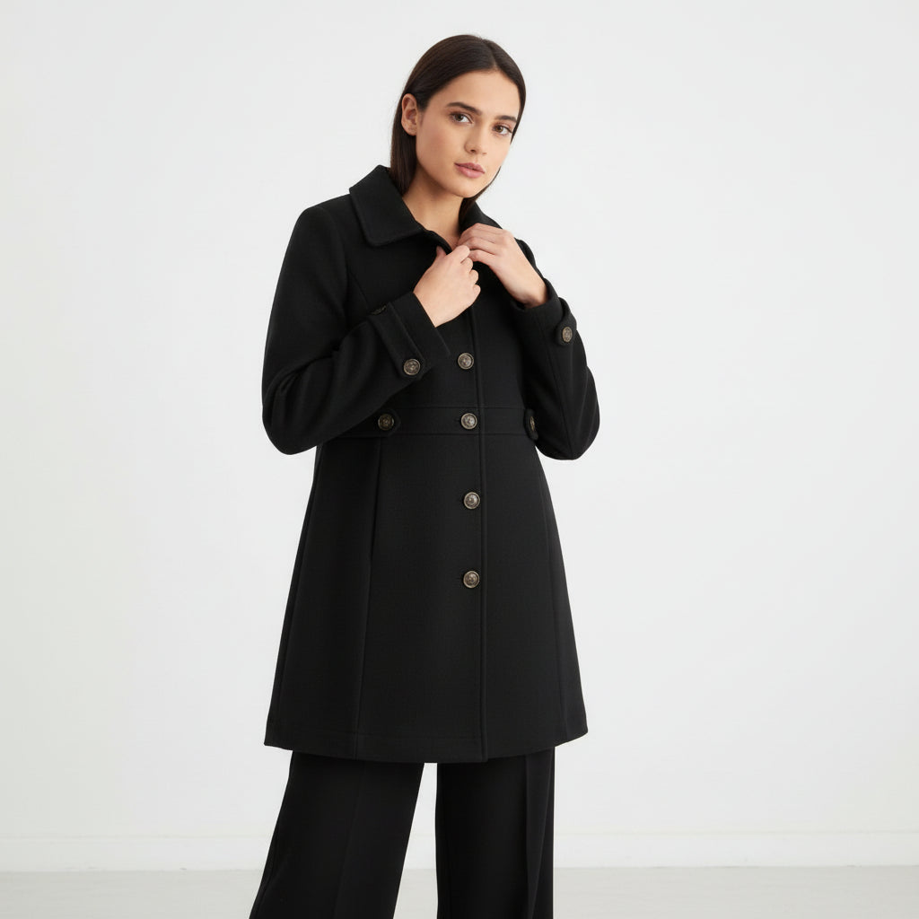 Elegant Woolen Coat for Women with Classic Lapel Design-B Unique Fashions