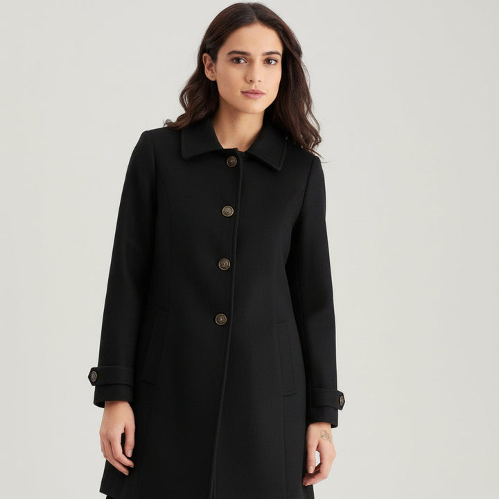 Elegant Woolen Coat for Women with Classic Lapel Design-B Unique Fashions