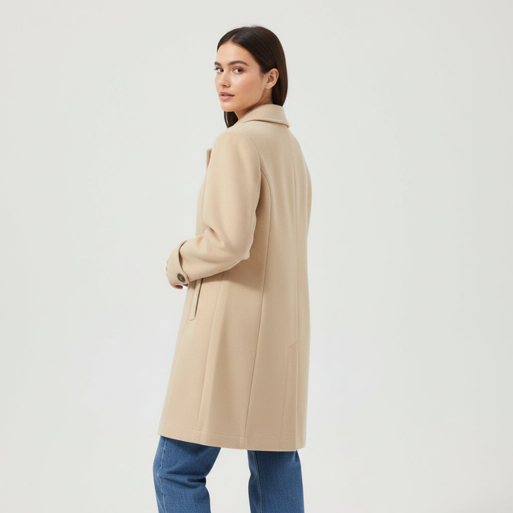 Elegant Woolen Coat for Women with Classic Lapel Design-B Unique Fashions