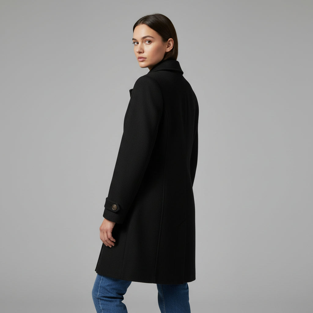 Elegant Woolen Coat for Women with Classic Lapel Design-B Unique Fashions