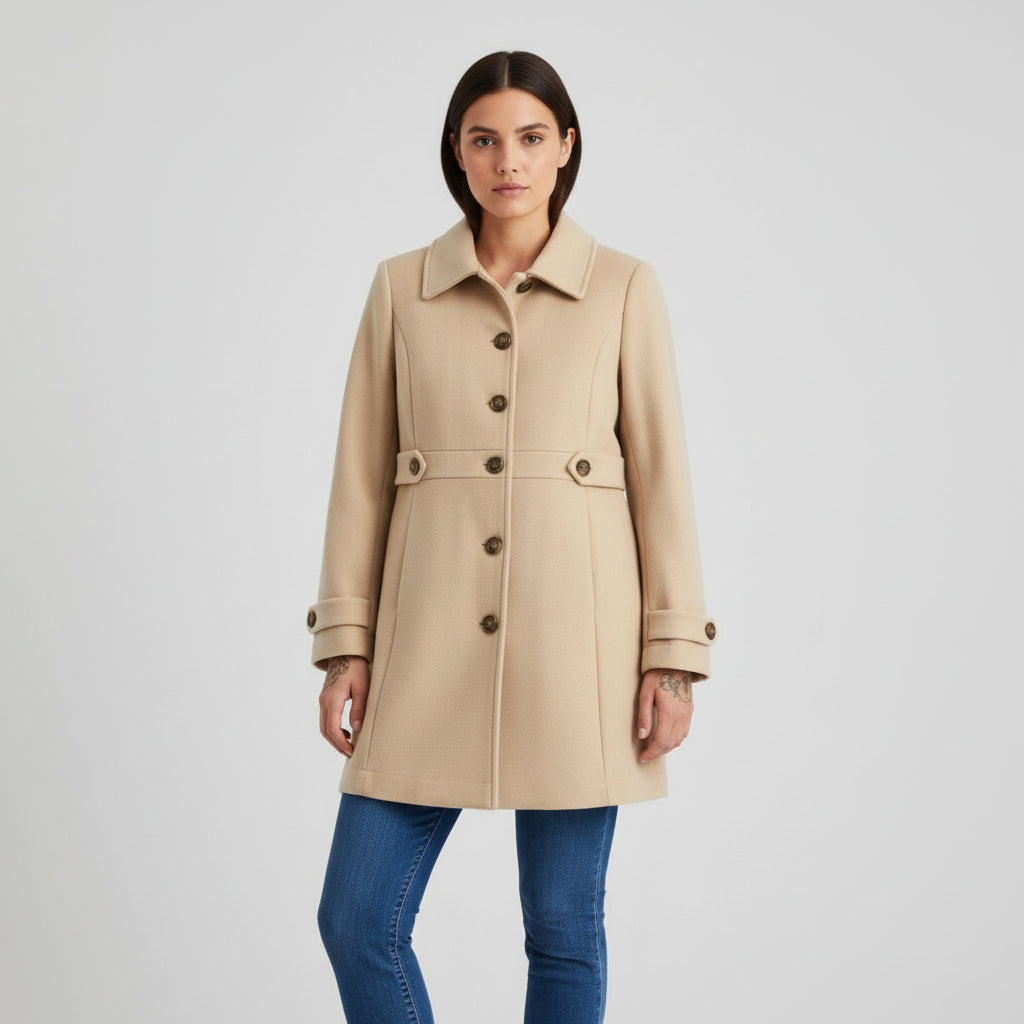 Elegant Woolen Coat for Women with Classic Lapel Design-B Unique Fashions