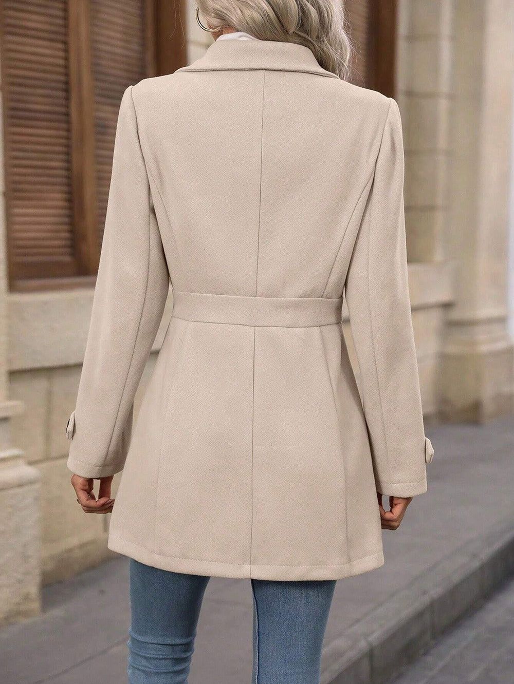 Elegant Woolen Coat for Women with Classic Lapel Design-B Unique Fashions