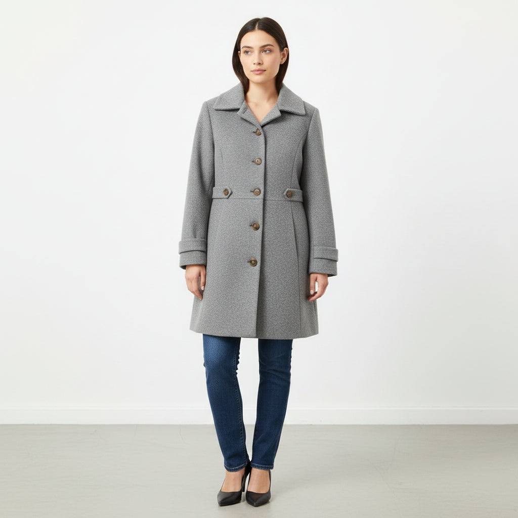Elegant Woolen Coat for Women with Classic Lapel Design-B Unique Fashions