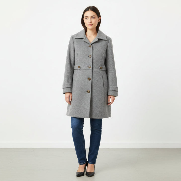Elegant Woolen Coat for Women with Classic Lapel Design-B Unique Fashions