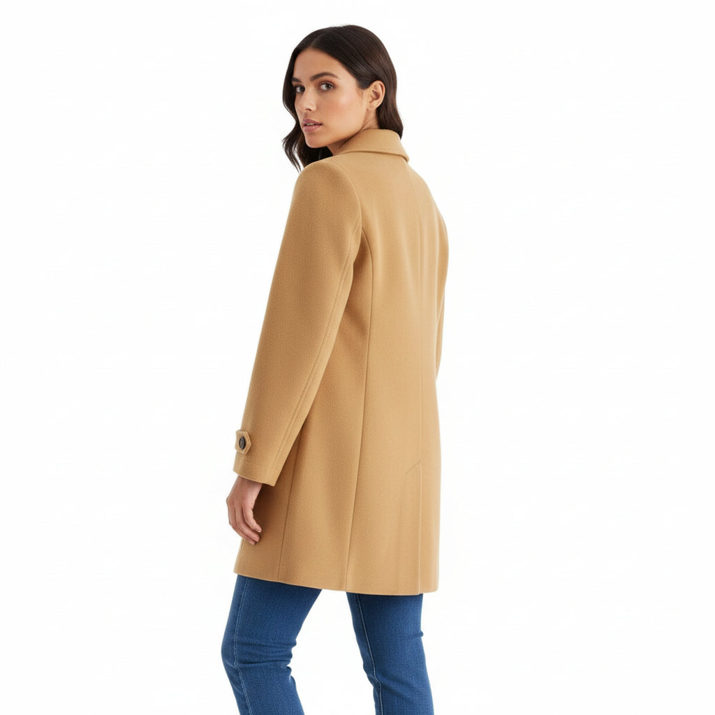 Elegant Woolen Coat for Women with Classic Lapel Design-B Unique Fashions