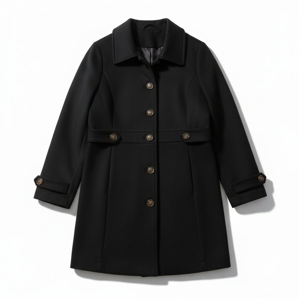 Elegant Woolen Coat for Women with Classic Lapel Design-B Unique Fashions