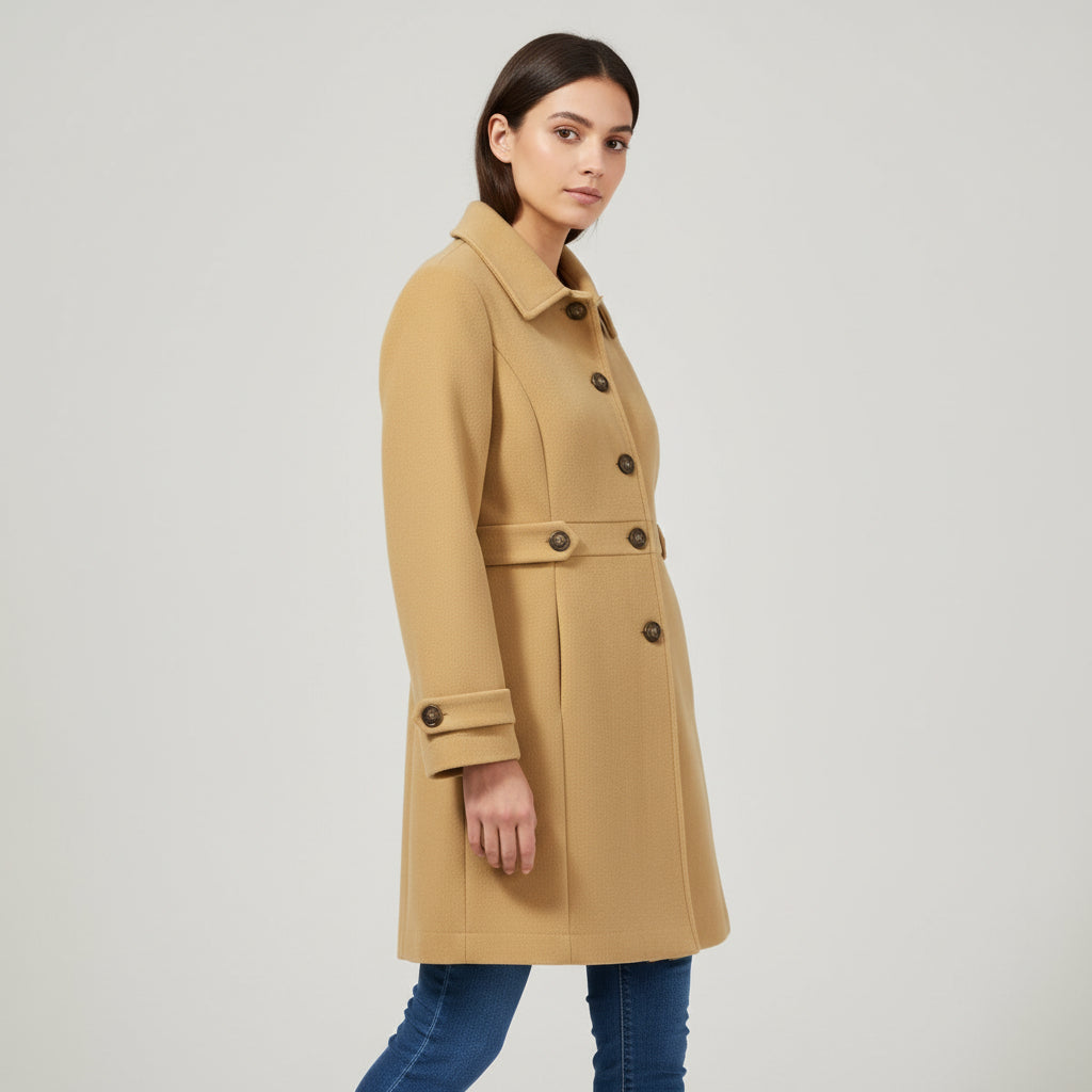 Elegant Woolen Coat for Women with Classic Lapel Design-B Unique Fashions