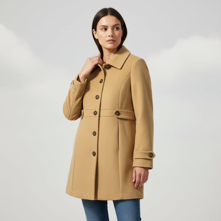 Elegant Woolen Coat for Women with Classic Lapel Design-B Unique Fashions