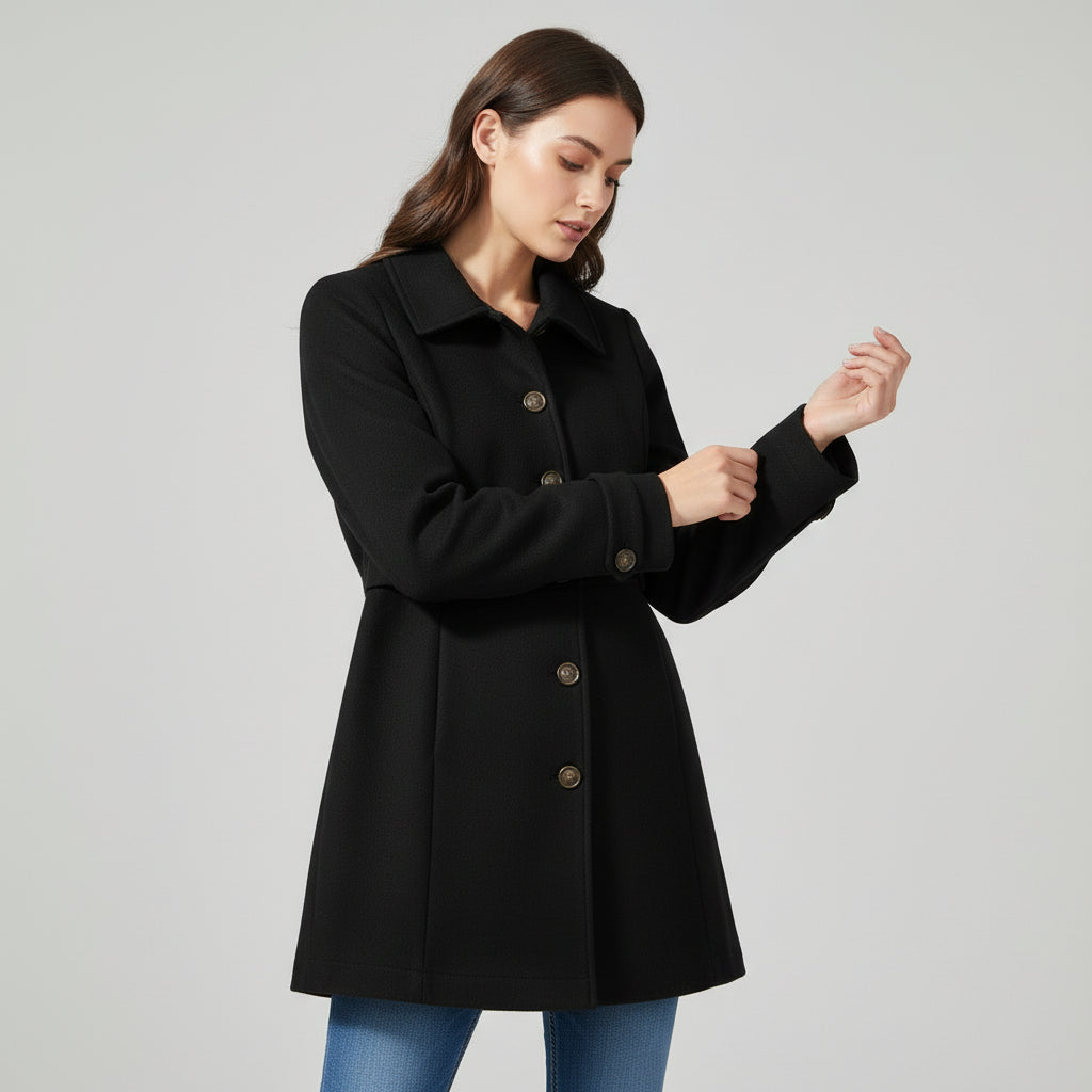 Elegant Woolen Coat for Women with Classic Lapel Design-B Unique Fashions