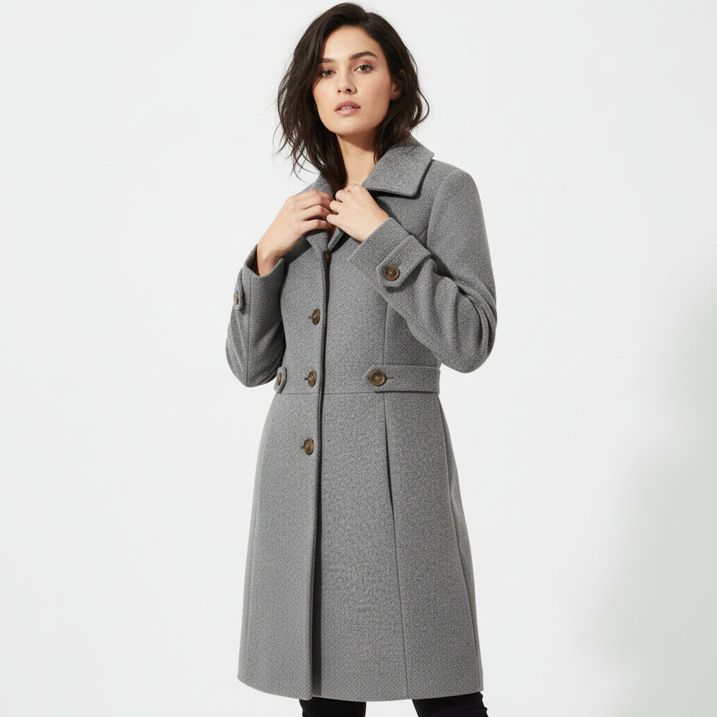Elegant Woolen Coat for Women with Classic Lapel Design-B Unique Fashions