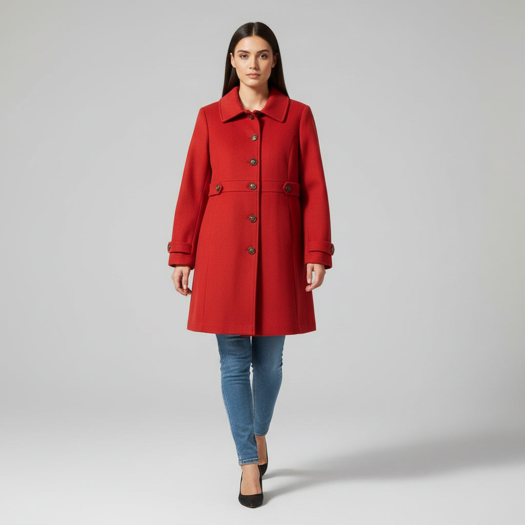 Elegant Woolen Coat for Women with Classic Lapel Design-B Unique Fashions