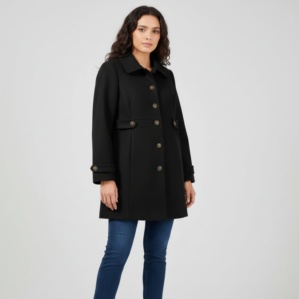 Elegant Woolen Coat for Women with Classic Lapel Design-B Unique Fashions