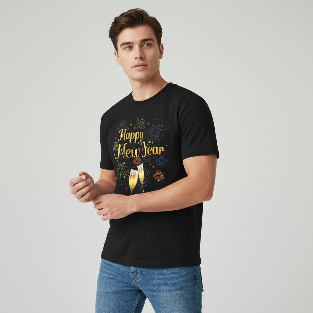Happy New Year Celebration Graphic Unisex T-Shirt-B Unique Fashions