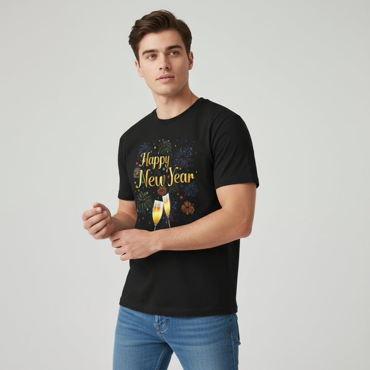 Happy New Year Celebration Graphic Unisex T-Shirt-B Unique Fashions