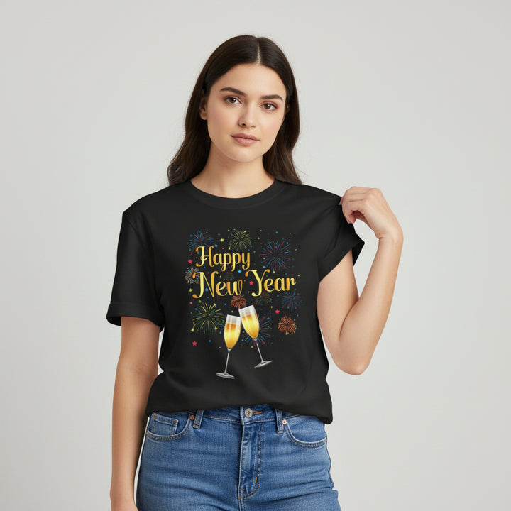 Happy New Year Celebration Graphic Unisex T-Shirt-B Unique Fashions