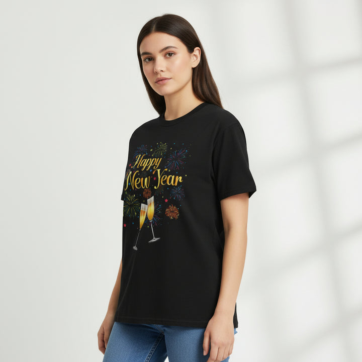 Happy New Year Celebration Graphic Unisex T-Shirt-B Unique Fashions