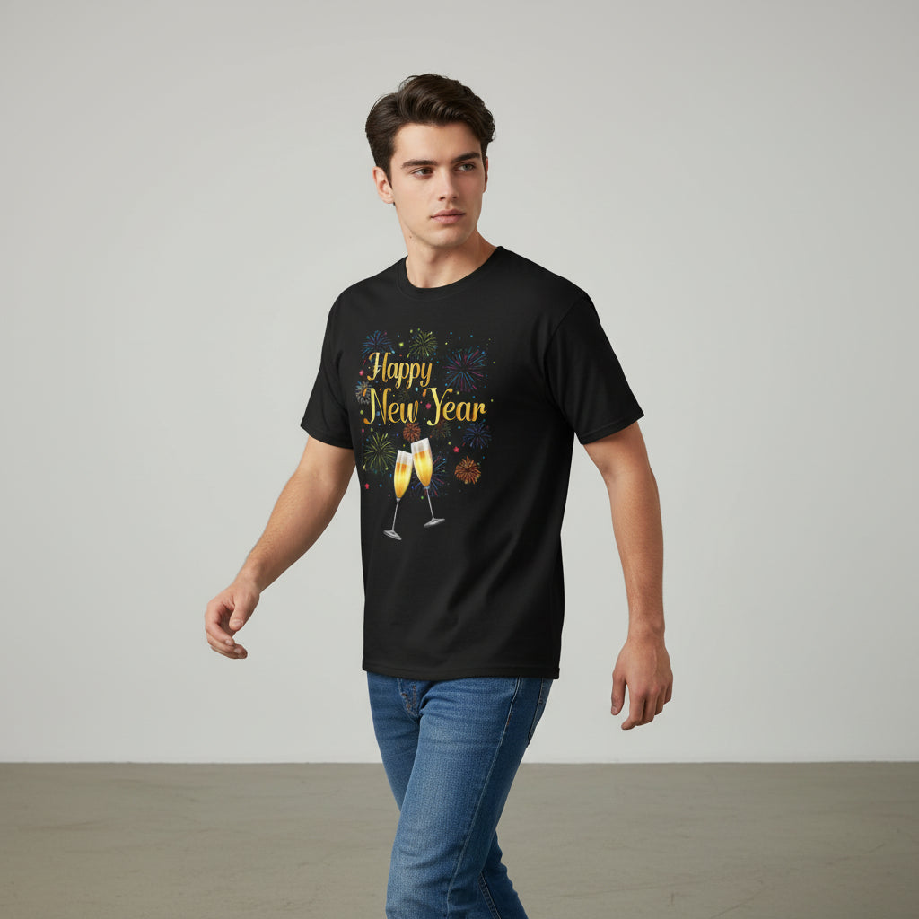 Happy New Year Celebration Graphic Unisex T-Shirt-B Unique Fashions