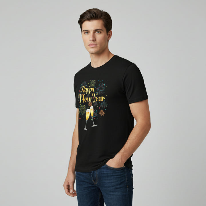 Happy New Year Celebration Graphic Unisex T-Shirt-B Unique Fashions