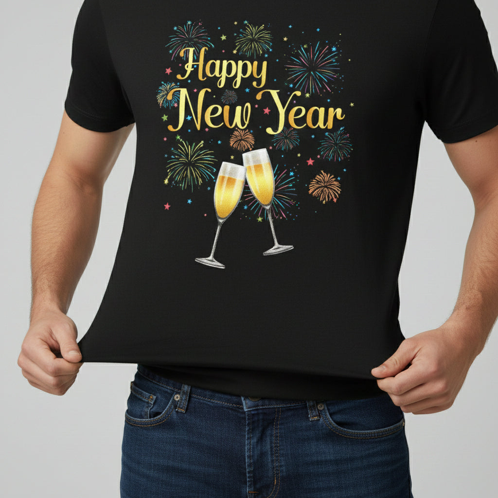 Happy New Year Celebration Graphic Unisex T-Shirt-B Unique Fashions