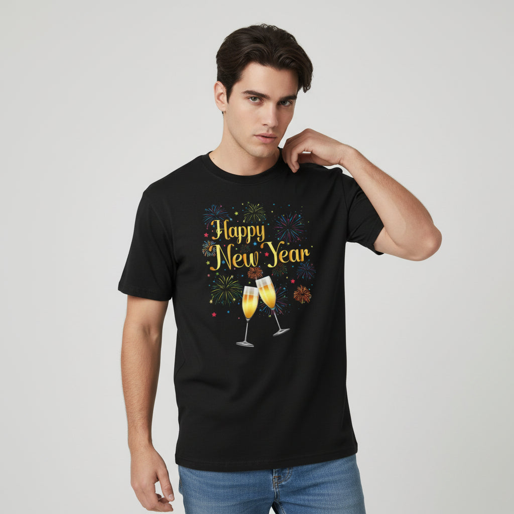 Happy New Year Celebration Graphic Unisex T-Shirt-B Unique Fashions
