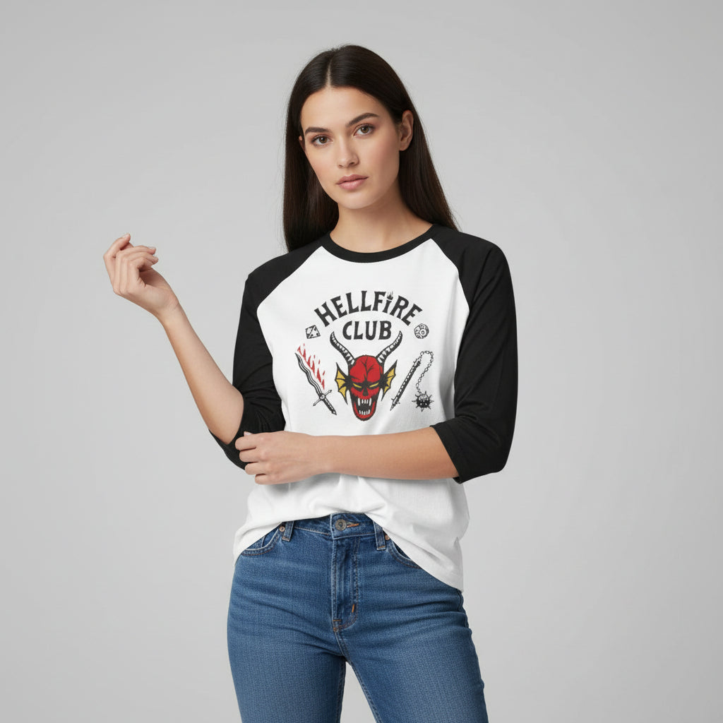 Hellfire Club Original Unisex Raglan T-Shirt-B Unique Fashions