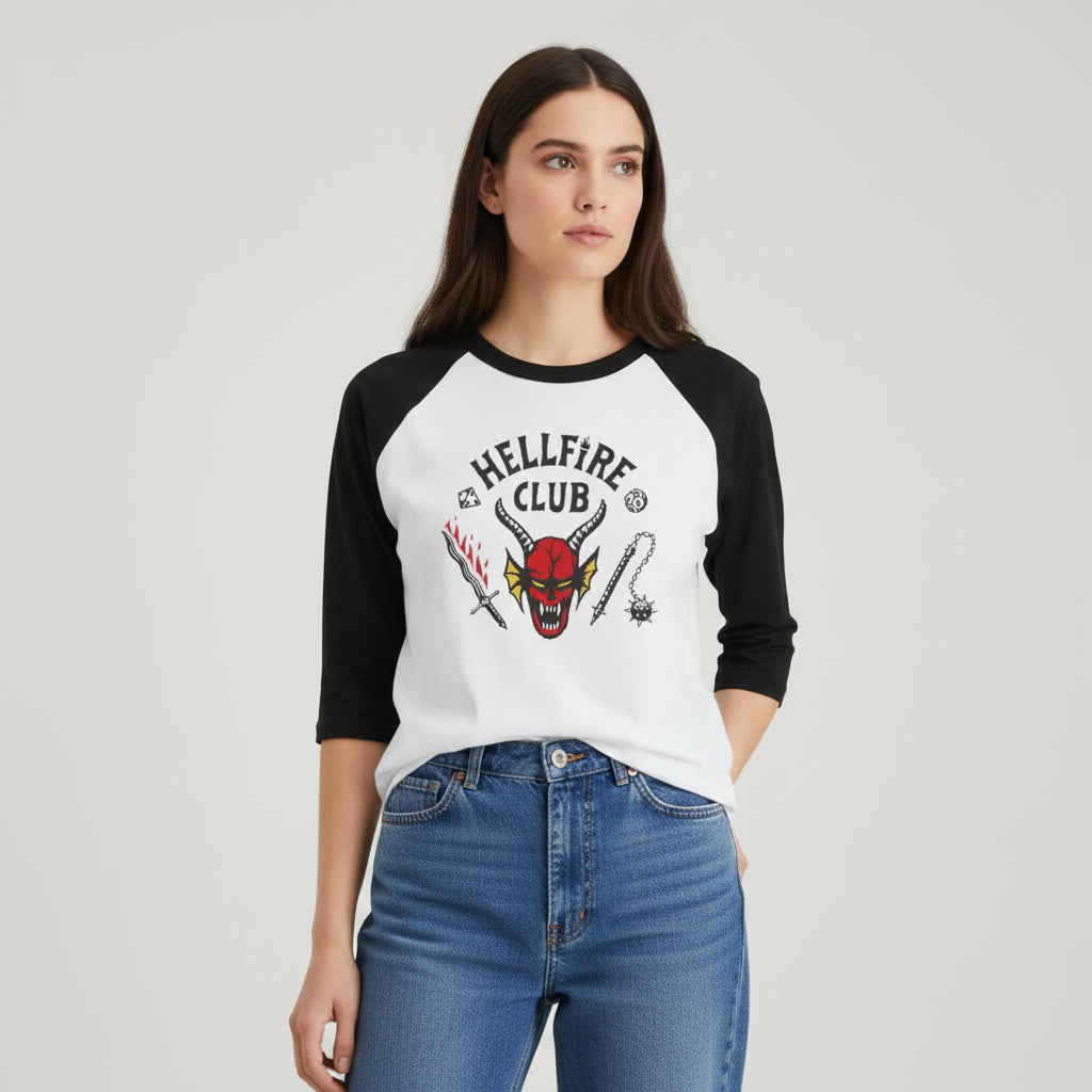 Hellfire Club Original Unisex Raglan T-Shirt-B Unique Fashions
