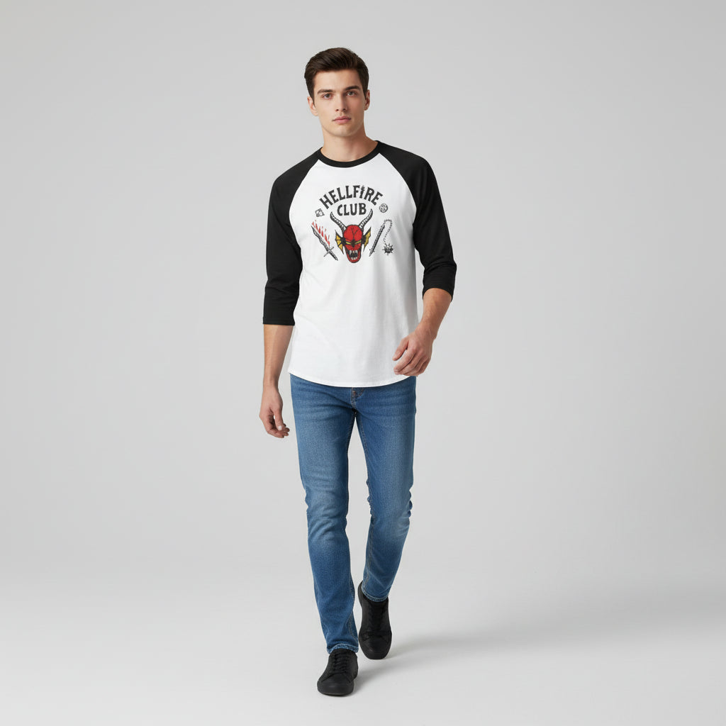 Hellfire Club Original Unisex Raglan T-Shirt-B Unique Fashions
