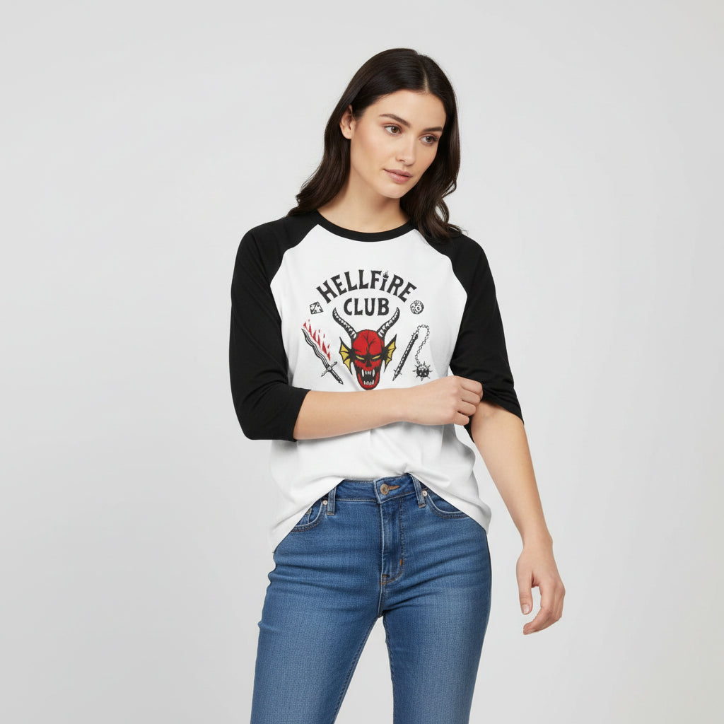 Hellfire Club Original Unisex Raglan T-Shirt-B Unique Fashions