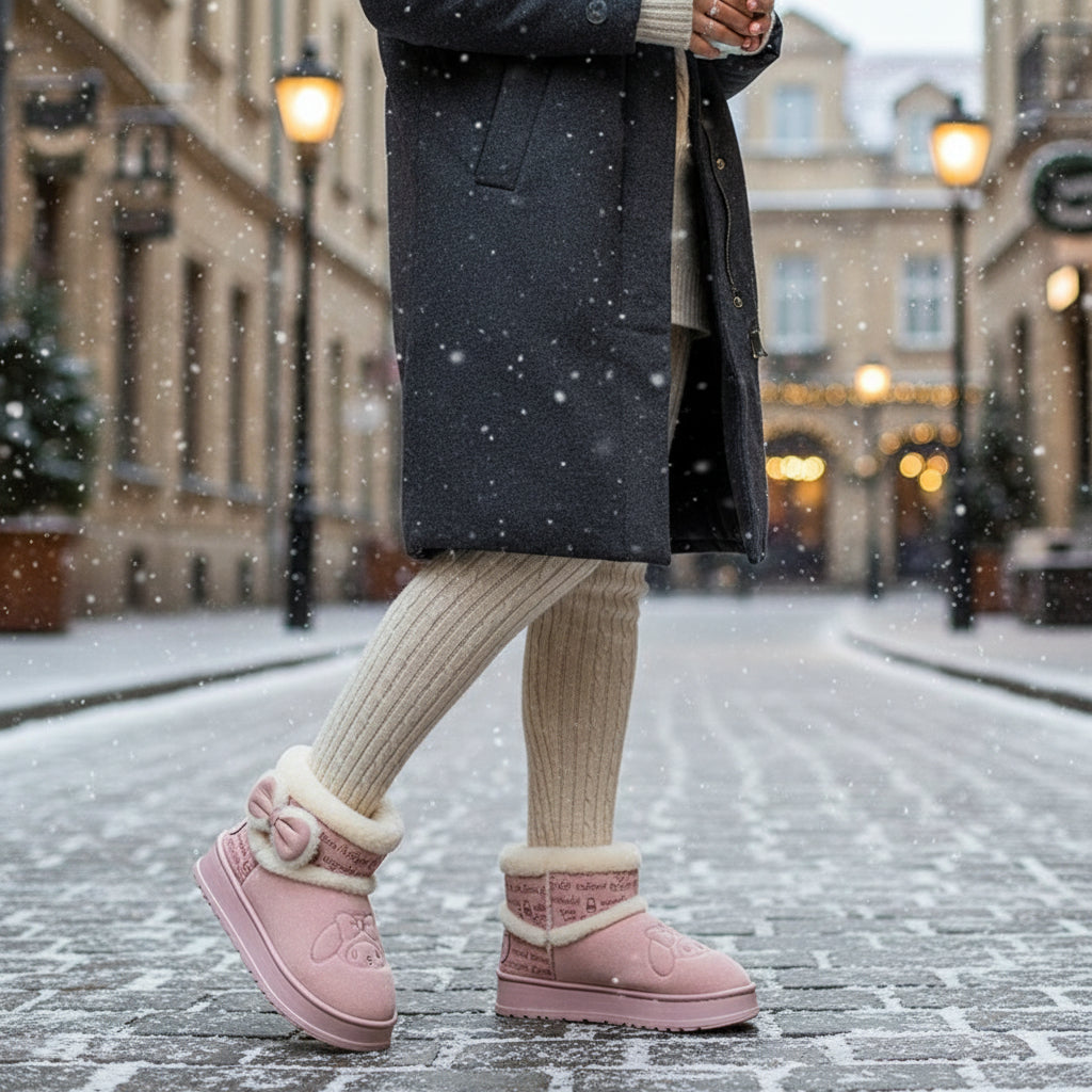 Hello Kitty Girls' Snow Boots with My Melody Cinnamoroll Kuromi-B Unique Fashions