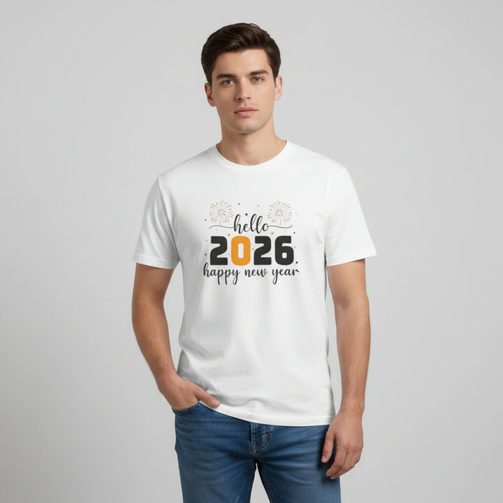 Hello 2026 Happy New Year Unisex White T-Shirt