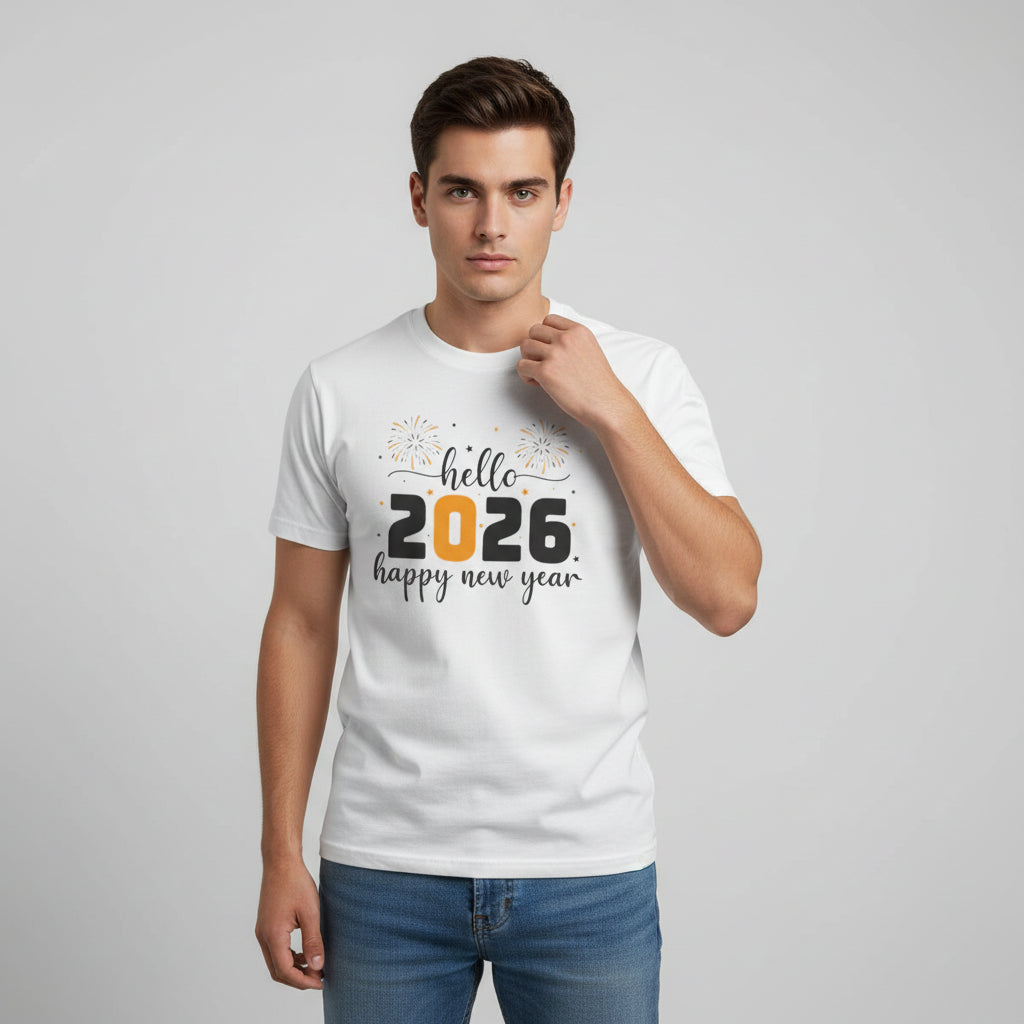 Hello 2026 Happy New Year Unisex White T-Shirt