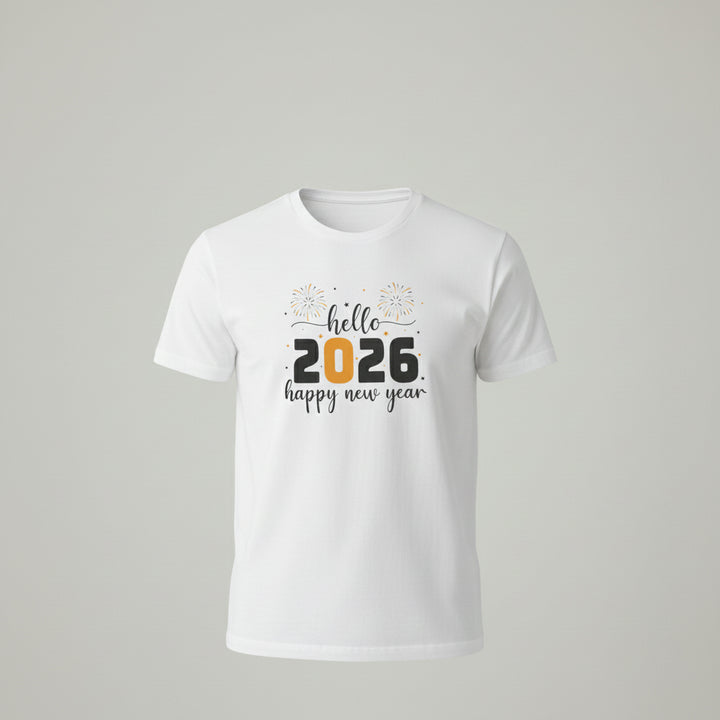 Hello 2026 Happy New Year Unisex White T-Shirt