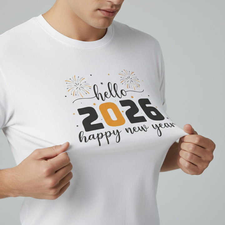Hello 2026 Happy New Year Unisex White T-Shirt