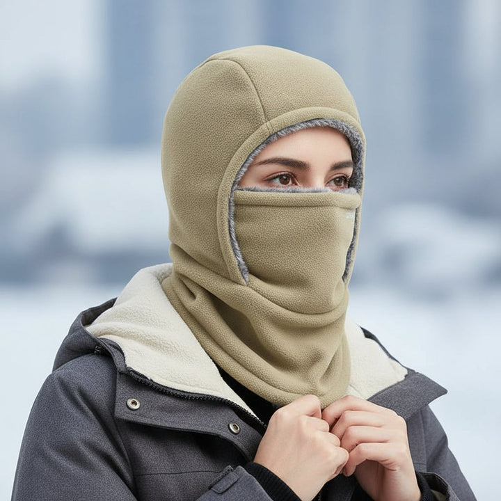 Hooded Fleece Scarf Face Mask Thermal Head Cover Hat-B Unique Fashions