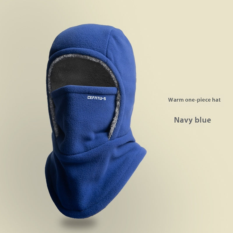 Hooded Fleece Scarf Face Mask Thermal Head Cover Hat-B Unique Fashions