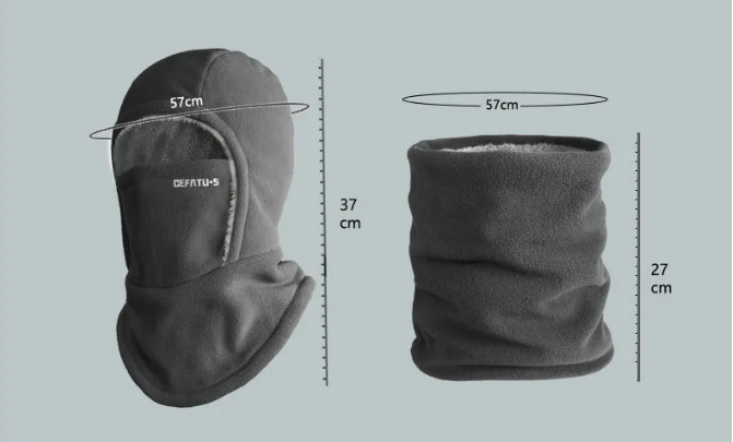 Hooded Fleece Scarf Face Mask Thermal Head Cover Hat-B Unique Fashions