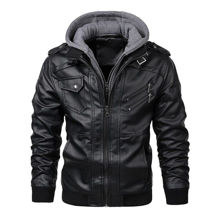 B Unique Fashions Men’s Faux Leather Hooded Jacket