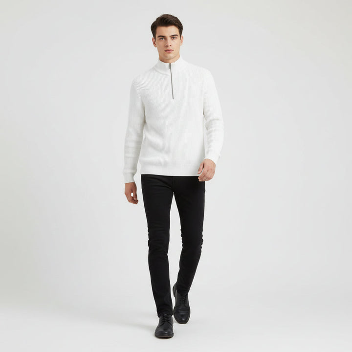 Men’s Casual Long Sleeve Polo Shirt with Zipper Stand Collar-B Unique Fashions