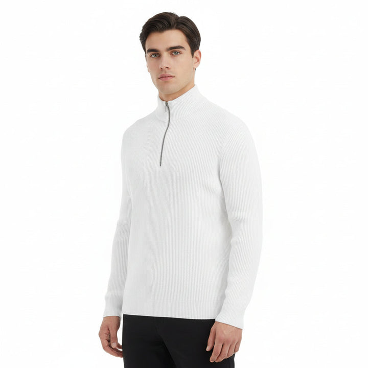Men’s Casual Long Sleeve Polo Shirt with Zipper Stand Collar-B Unique Fashions